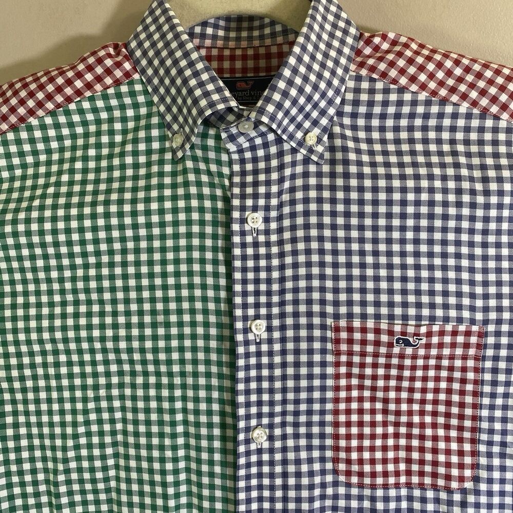 Vineyard Vines Men Size Medium Classic Fit Tucker Shirt Colorblock Gingham Check